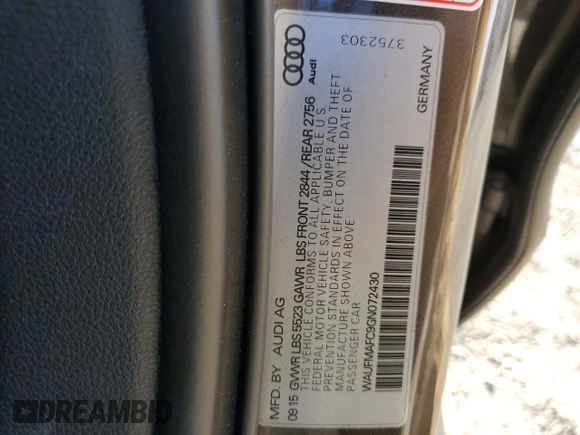 2016 Audi A6 3.0L TDI Premium Plus with VIN WAUFMAFC9GN072430, listed as a Copart auction lot 76721243 with 0 mi miles. Bid and sale history available at carsss.com. Image 12.