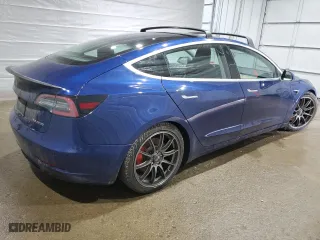 2019 Tesla Model 3 Long Range with VIN 5YJ3E1EB2KF393096, listed as a Copart auction lot 47637855 with 118,186 mi miles and Salvage Title. Bid and sale history available at carsss.com. Image 3.