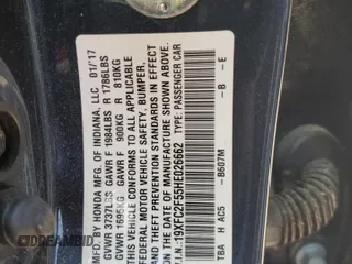 2017 Honda Civic LX z VIN 19XFC2F55HE026662, wystawiony jako Copart lot #55019905 z przebiegiem 81 075 mil mil oraz Szkoda całkowita • Salvage title. Historia ofert i sprzedaży dostępna na DreamBid. Obrazek 12.