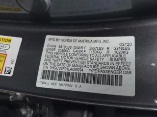 2020 Honda Accord Touring with VIN 1HGCV3F91LA009294, listed as a IAAI auction lot 41160588 with 84,937 mi miles and . Bid and sale history available at DreamBid. Image 9.
