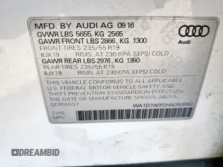 2017 Audi Q5 Premium Plus with VIN WA1D7AFP2HA050650, listed as a Copart auction lot 58150385 with 134,966 mi miles and Clean title. Bid and sale history available at DreamBid. Image 13.