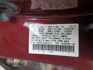 2016 Honda Accord Sport with VIN 1HGCR2F55GA021501, listed as a Copart auction lot 57468795 with 82,613 mi miles and Salvage title. Bid and sale history available at DreamBid. Image 12.