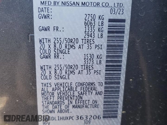 2023 Infiniti QX60 Autograph z VIN 5N1DL1HUXPC363206, wystawiony jako Copart lot #50964475 z przebiegiem 36 851 mil mil oraz Szkoda całkowita • Salvage title. Historia ofert i sprzedaży dostępna na DreamBid. Obrazek 13.