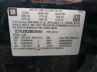 2011 GMC Terrain SLT-2 with VIN 2CTFLXECXB6246064, listed as a Copart auction lot 53711415 with 137,298 mi miles and Clean Title. Bid and sale history available at DreamBid. Image 13.