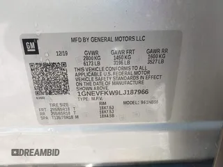 2020 Chevrolet Traverse LS with VIN 1GNEVFKW9LJ187966, listed as a IAAI auction lot 41059955 with 98,273 mi miles. Bid and sale history available at carsss.com. Image 9.