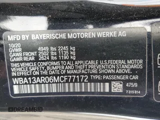 2021 BMW 4 Series M440i xDrive with VIN WBA13AR06MCF77172, listed as a Copart auction lot 47683065 with Not Provided miles and Salvage Title. Bid and sale history available at DreamBid. Image 14.