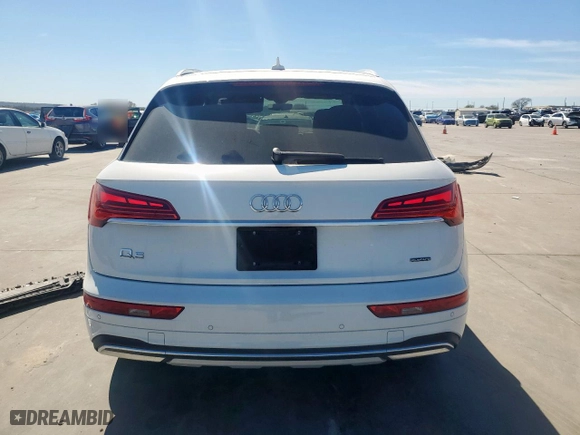 2021 Audi Q5 Premium Plus with VIN WA1BAAFYXM2067329, listed as a Copart auction lot 48824445 with 21,210 mi miles and Salvage Title. Bid and sale history available at carsss.com. Image 6.