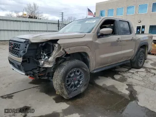 2023 Nissan Frontier PRO-4X with VIN 1N6ED1EK5PN641391, listed as a Copart auction lot 46895485 with 17,465 mi miles and Salvage Title. Bid and sale history available at carsss.com. Image 1.