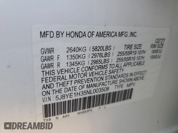 2022 Acura MDX with VIN 5J8YE1H35NL003508, listed as a Copart auction lot 76452114 with 0 mi miles and Salvage Title. Bid and sale history available at carsss.com. Image 14.