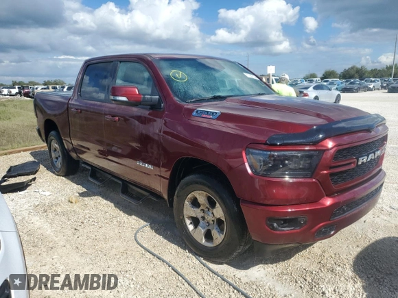 2022 Ram 1500 Big Horn with VIN 1C6SRFFM8NN281204, listed as a Copart auction lot 77252134 with 0 mi miles and Non Repairable. Bid and sale history available at carsss.com. Image 4.
