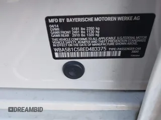 2014 BMW 5 Series 535i with VIN WBA5B1C58ED483375, listed as a IAAI auction lot 41089448 with 93,192 mi miles and . Bid and sale history available at DreamBid. Image 9.