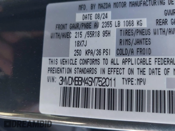 2025 Mazda CX-30 S Select Sport z VIN 3MVDMBBM4SM752011, wystawiony jako IAAI lot #41505023 z przebiegiem 1 601 mil mil oraz . Historia ofert i sprzedaży dostępna na DreamBid. Obrazek 9.
