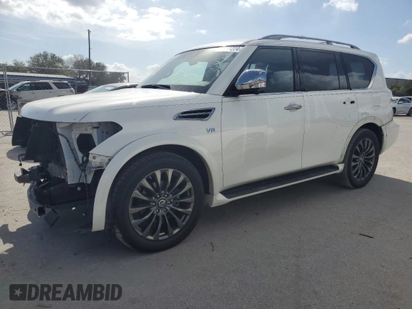 2020 Nissan Armada Platinum with VIN JN8AY2NF5L9360651, listed as a Copart auction lot 80011224 with 28,093 mi miles and Salvage Title. Bid and sale history available at carsss.com. Image 1.