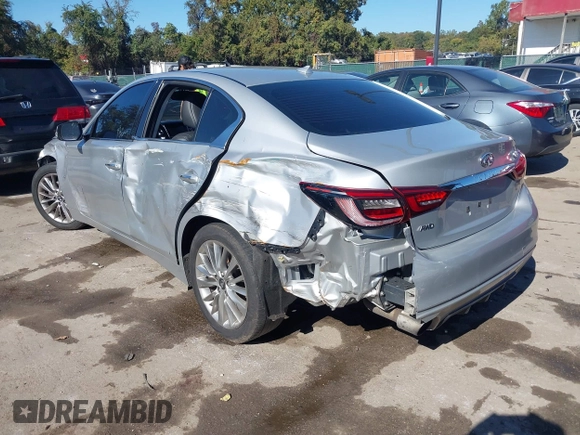 2020 Infiniti Q50 Luxe with VIN JN1EV7AR6LM256477, listed as a IAAI auction lot 40631166 with 89,908 mi miles and . Bid and sale history available at DreamBid. Image 3.