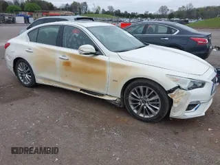 2019 Infiniti Q50 3.0t LUXE with VIN JN1EV7AP9KM513046, listed as a IAAI auction lot 41904330 with 51,608 mi miles. Bid and sale history available at carsss.com. Image 1.