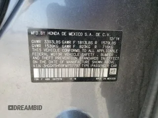 2015 Honda Fit LX с VIN 3HGGK5H59FM757797, выставлен на аукционе Copart как лот 58615175 с пробегом 109 608 миль миль и Списание • Salvage title. История ставок и продаж доступна на DreamBid. Изображение 12.