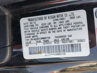 2013 Nissan 370Z with VIN JN1AZ4EH1DM880739, listed as a IAAI auction lot 40474120 with 76,369 mi miles. Bid and sale history available at carsss.com. Image 9.