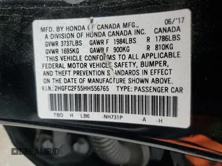 2017 Honda Civic Sedan LX with VIN 2HGFC2F55HH556765, listed as a Copart auction lot 47241065 with 104,038 mi miles and Salvage Title. Bid and sale history available at carsss.com. Image 14.