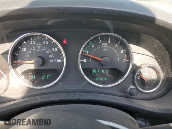 2013 Jeep Wrangler Sport with VIN 1C4AJWAG3DL649487, listed as a Copart auction lot 52568285 with 106,644 mi miles and Salvage title. Bid and sale history available at DreamBid. Image 9.