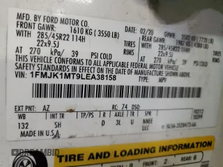 2020 Ford Expedition Max Platinum with VIN 1FMJK1MT9LEA38158, listed as a Copart auction lot 42392845 with 126,701 mi miles and Salvage title. Bid and sale history available at DreamBid. Image 13.