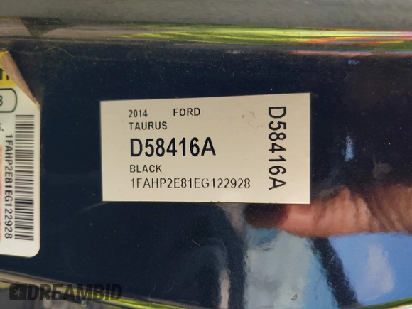 2014 Ford Taurus SEL with VIN 1FAHP2E81EG122928, listed as a IAAI auction lot 41492582 with 200,411 mi miles. Bid and sale history available at carsss.com. Image 9.