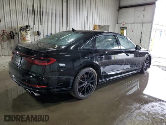 2024 Audi S8 with VIN WAULSBF89RN010765, listed as a Copart auction lot 49784285 with 13,724 mi miles and Salvage Title. Bid and sale history available at DreamBid. Image 3.