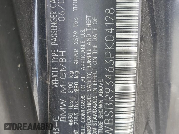 2003 BMW 3 Series M3 with VIN WBSBR93463PK04128, listed as a Copart auction lot 44307215 with 145,463 mi miles and Salvage Title. Bid and sale history available at carsss.com. Image 13.