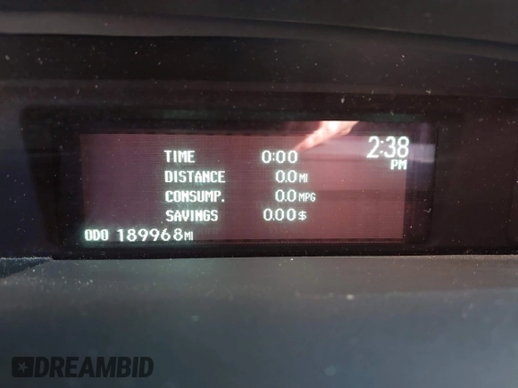 2013 Toyota Prius One with VIN JTDKN3DU6D5540079, listed as a IAAI auction lot 41644310 with 189,968 mi miles. Bid and sale history available at carsss.com. Image 15.