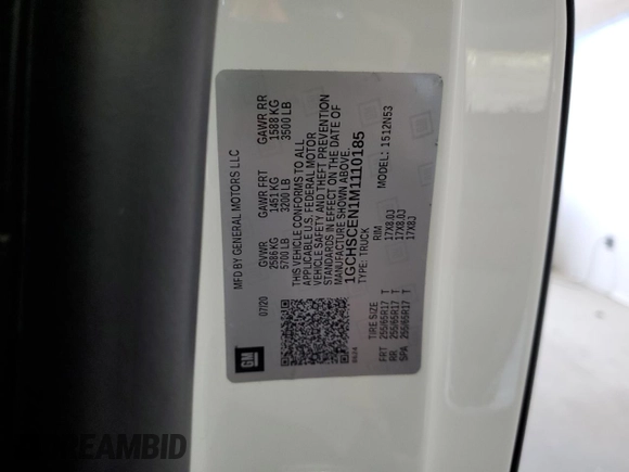 2021 Chevrolet Colorado 2WD LT with VIN 1GCHSCEN1M1110185, listed as a Copart auction lot 70570724 with 0 mi miles and Salvage Title. Bid and sale history available at carsss.com. Image 12.