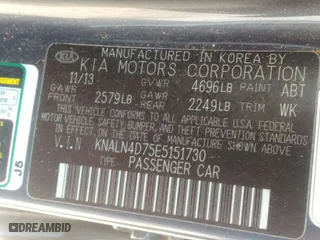 2014 Kia Cadenza Premium with VIN KNALN4D75E5151730, listed as a IAAI auction lot 41899693 with 1 mi miles. Bid and sale history available at carsss.com. Image 9.