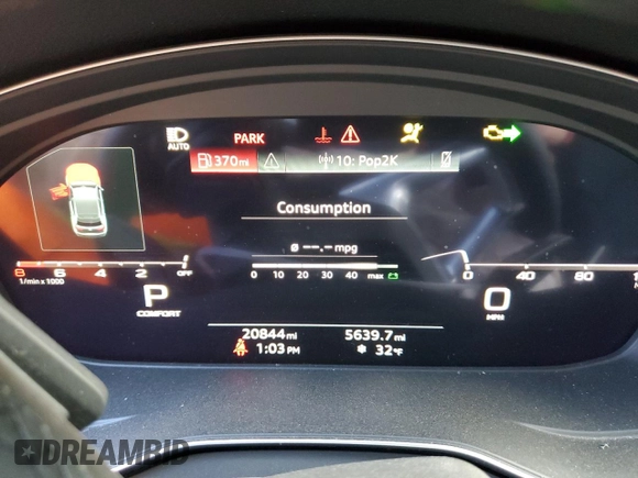 2023 Audi Q5 Sportback S line Premium Plus with VIN WA15AAFY8P2118635, listed as a Copart auction lot 87265094 with 20,844 mi miles and Salvage title. Bid and sale history available at DreamBid. Image 9.