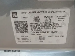 2025 Chevrolet Silverado 1500 with VIN 2GCUKEED7S1111432, listed as a IAAI auction lot 42114468 with 20,328 mi miles and . Bid and sale history available at DreamBid. Image 9.