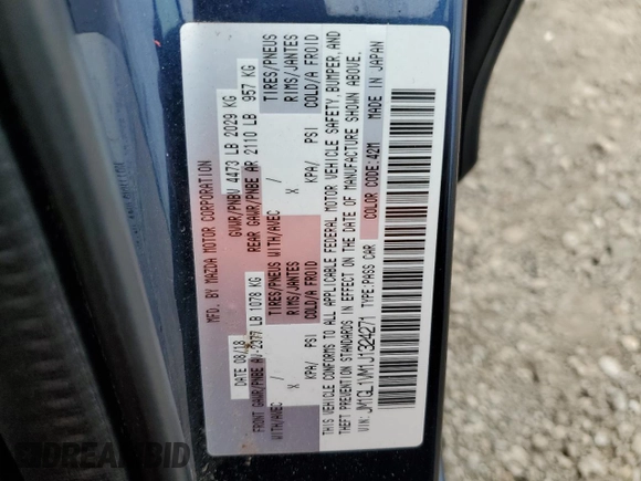 2018 Mazda Mazda6 Touring with VIN JM1GL1VM1J1324271, listed as a Copart auction lot 44379445 with 92,146 mi miles and Salvage Title. Bid and sale history available at carsss.com. Image 13.