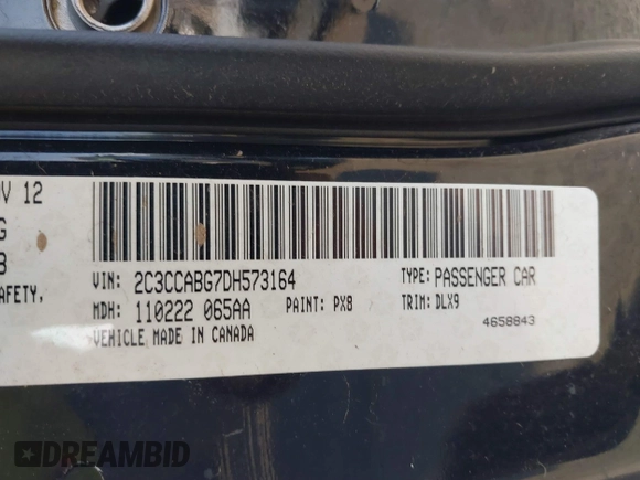 2013 Chrysler 300 with VIN 2C3CCABG7DH573164, listed as a IAAI auction lot 41851066 with 218,234 mi miles. Bid and sale history available at carsss.com. Image 9.