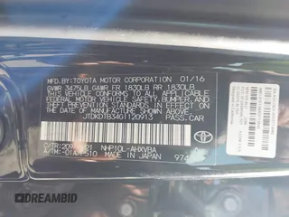 2016 Toyota Prius One with VIN JTDKDTB34G1120913, listed as a IAAI auction lot 41632387 with 114,571 mi miles and . Bid and sale history available at DreamBid. Image 9.