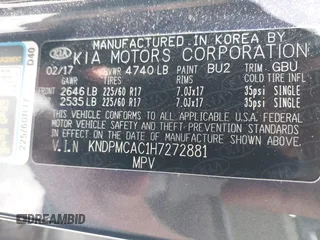 2017 Kia Sportage LX z VIN KNDPMCAC1H7272881, wystawiony jako IAAI lot #38926444 z przebiegiem 12 743 mil mil oraz . Historia ofert i sprzedaży dostępna na DreamBid. Obrazek 9.