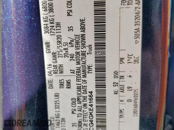 2016 Ford F-150 XL with VIN 1FTEW1CG4GKE41664, listed as a Copart auction lot 57267915 with 78,329 mi miles and Salvage title. Bid and sale history available at DreamBid. Image 12.