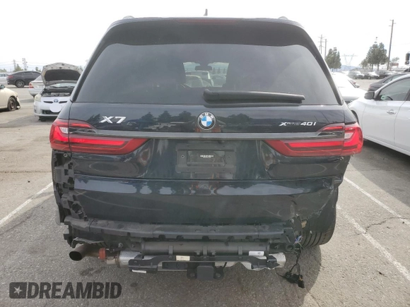 2022 BMW X7 xDrive40i with VIN 5UXCW2C00N9M54284, listed as a Copart auction lot 46675775 with 37,386 mi miles and Salvage Title. Bid and sale history available at carsss.com. Image 6.