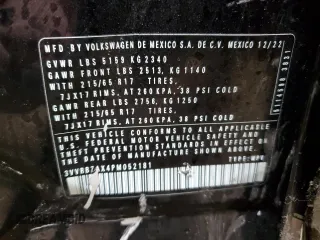 2023 Volkswagen Tiguan S с VIN 3VVRB7AX4PM052181, выставлен на аукционе Copart как лот 44632545 с пробегом 34 966 миль миль и Списание • Salvage title. История ставок и продаж доступна на DreamBid. Изображение 13.