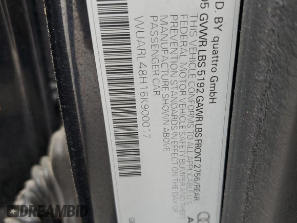 2006 Audi S4 z VIN WUARL48H16K900017, wystawiony jako Copart lot #61431414 z przebiegiem 164 209 mil mil oraz Szkody całkowita. Historia ofert i sprzedaży dostępna na DreamBid. Obrazek 14.