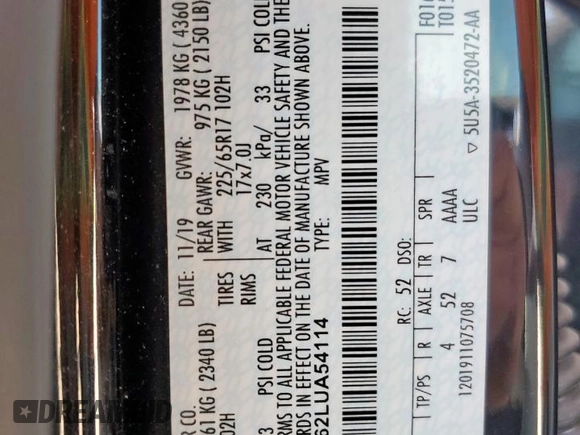 2020 Ford Escape SE z VIN 1FMCU0G62LUA54114, wystawiony jako Copart lot #58015855 z przebiegiem 106 857 mil mil oraz Szkoda całkowita • Salvage title. Historia ofert i sprzedaży dostępna na DreamBid. Obrazek 14.