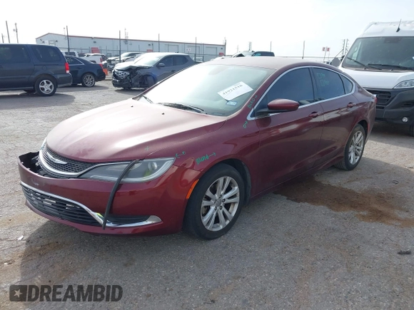 2015 Chrysler 200 Limited with VIN 1C3CCCAB1FN632818, listed as a IAAI auction lot 41921516 with 112,295 mi miles. Bid and sale history available at carsss.com. Image 2.