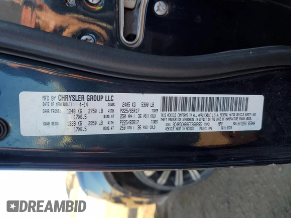 2014 Dodge Journey American Value with VIN 3C4PDCAB0ET268285, listed as a Copart auction lot 86565504 with 138,821 mi miles and Clean Title. Bid and sale history available at DreamBid. Image 13.