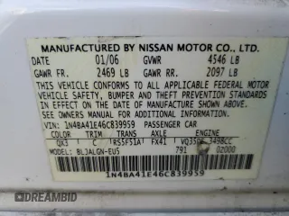 2006 Nissan Maxima 3.5 SE with VIN 1N4BA41E46C839959, listed as a Copart auction lot 75404134 with 226,375 mi miles and Salvage Title. Bid and sale history available at carsss.com. Image 12.