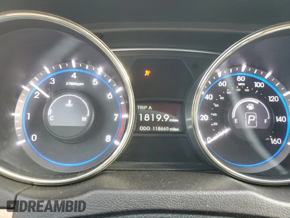 2013 Hyundai Sonata GLS z VIN 5NPEB4AC5DH508991, wystawiony jako Copart lot #54070045 z przebiegiem 118 660 mil mil oraz Szkoda całkowita • Salvage title. Historia ofert i sprzedaży dostępna na DreamBid. Obrazek 9.