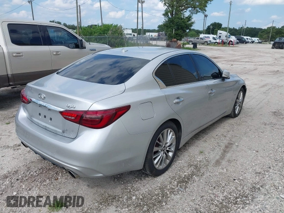 2020 Infiniti Q50 Pure with VIN JN1EV7AP7LM206248, listed as a IAAI auction lot 39653412 with 103,378 mi miles and . Bid and sale history available at carsss.com. Image 4.