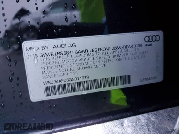 2016 Audi A8 3.0T z VIN WAU34AFD5GN014679, wystawiony jako Copart lot #86691744 z przebiegiem 119 422 mil mil oraz Szkoda całkowita • Salvage title. Historia ofert i sprzedaży dostępna na DreamBid. Obrazek 15.