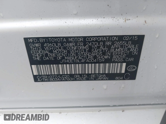 2015 Lexus GS 350 with VIN JTHCE1BL4FA004159, listed as a IAAI auction lot 41464149 with 70,516 mi miles and . Bid and sale history available at DreamBid. Image 9.