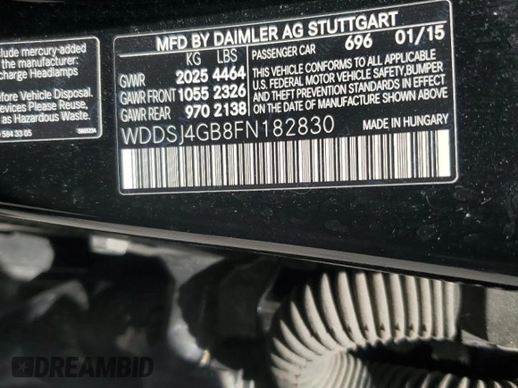 2015 Mercedes-Benz CLA 250 with VIN WDDSJ4GB8FN182830, listed as a Copart auction lot 63206895 with 220,061 mi miles and Salvage title. Bid and sale history available at DreamBid. Image 13.