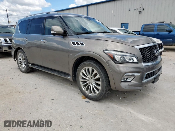 2017 Infiniti QX80 with VIN JN8AZ2NF9H9641338, listed as a Copart auction lot 56565675 with 164,024 mi miles and Salvage title. Bid and sale history available at DreamBid. Image 4.